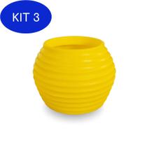 Kit 3 Vaso De Planta Pequeno Decorativo Polietileno 15X20 Amarelo