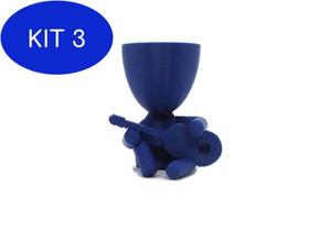 Kit 3 Vaso Decorativo Bob Violão Azul Bugingaria