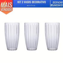 Kit 3 Vaso Medio Acrilico Transparente Decorativo Casa Festas Flores Arranjo Kit 3 Vaso Medio Acrilico Transparente Decorativo Casa Festas Flores Arranjo