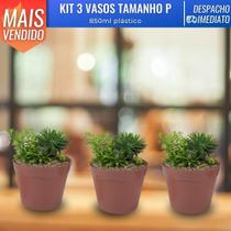 Kit 3 Vaso Plástico Tam P 850ML Decoração Plantas Jardim Flores Terracota Kit 3 Vaso Plástico Tam P 850ML Decoração Plantas Jardim Flores Terracota