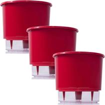 Kit 3 Vaso Raiz Auto Irrigável N2 12X11Cm Vermelho Plantas