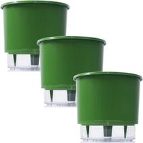 Kit 3 Vaso Raiz Auto Irrigável N3 16X14 Verde Escuro Plantas