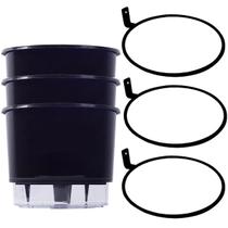 Kit 3 Vaso Raiz N3 Preto Autoirrigável com 3 Suporte Parede