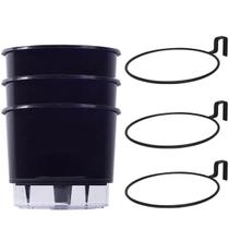 Kit 3 Vaso Raiz N3 Preto Autoirrigável Com 3 Suporte Treliça