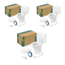 Kit 3 Vaso Sanitário com Caixa Acoplada e Assento Saveiro Celite Kit 3 Vaso Sanitário com Caixa Acoplada e Assento Saveiro Celite
