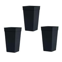 Kit 3 Vasos 28L Cinza - Preto- Marrom - Branco para Plantas Flores Cachepot Rattan - Plasnew