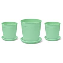 Kit 3 Vasos + 3 Pratos Jardim 1,7 Litros Verde Nutriplan