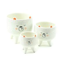 Kit 3 Vasos Cachepot de Cerâmica com Pé Urso - Wincy