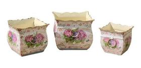 Kit 3 Vasos Cachepot Metal Galvanizado Floreira 16x18 Kit 3 Vasos Cachepot Metal Galvanizado Floreira 16x18