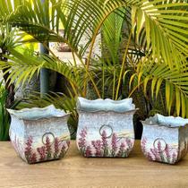 Kit 3 Vasos Cachepot Quadrado Metal Galvanizado 16x18 Kit 3 Vasos Cachepot Quadrado Metal Galvanizado 16x18