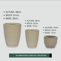 Kit 3 Vasos Coluna Bojo Escovado 1,2 e Bojo Escovado 1 para plantas decorativas ,leve,resistente,etc