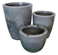 Kit 3 Vasos Coluna Bojo1,2 e Bojo Marmorizado 1 luxo plantas naturais e artificiais área interna