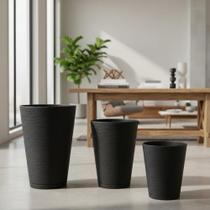 Kit 3 Vasos Coluna Escovada 1,2,3 Vaso Grande em Polietileno - para Plantas e Flores, Jardim,sala