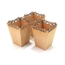 Kit 3 Vasos Cone Hera MDF Cru PP 3mm Ideal para Flores Secas, Decoração e Artesanato
