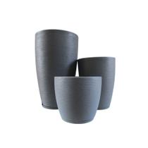 KIT 3 Vasos Cônicos Luxo Grande Decorativo Em Polietileno para Plantas Ambientes Hall de Entrada - Goyama