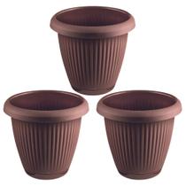 Kit 3 Vasos de Flor Plástico Médio c/Prato 3,2 Litros Moderno Decorativo Kit 3 Vasos de Flor Plástico Médio c/Prato 3,2 Litros Moderno Decorativo