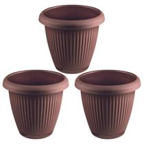 Kit 3 Vasos de Flor Plástico Médio c/Prato 3,2 Litros Moderno Decorativo Kit 3 Vasos de Flor Plástico Médio c/Prato 3,2 Litros Moderno Decorativo