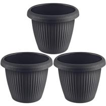 Kit 3 Vasos de Flor Plástico Médio s/Prato 3,2 Litros Moderno Decorativo