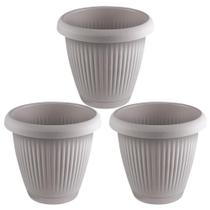 Kit 3 Vasos de Flor Plástico Pequeno c/Prato 1,4 Litros Moderno Decorativo Kit 3 Vasos de Flor Plástico Pequeno c/Prato 1,4 Litros Moderno Decorativo