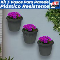 Kit 3 Vasos De Parede Plástico Meia Lua Horta Vertical Cuia 2,7L