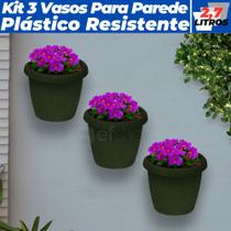 Kit 3 Vasos De Parede Plástico Meia Lua Horta Vertical Cuia 2,7L