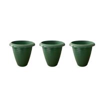 Kit 3 Vasos De Planta Pequeno 1100ml Redondo Plástico Rattan