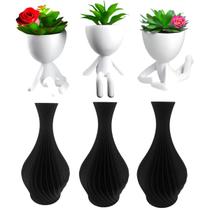 Kit 3 Vasos De Plantas + 3 Lindos Vasos Decorativo Suculenta