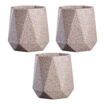 Kit 3 Vasos Decorativo Mariana Pedra Terrano Kit 3 Vasos Decorativo Mariana Pedra Terrano
