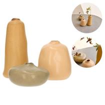 Kit 3 Vasos Decorativos Coloridos Para Mesa De Sala Luxo Em Cerâmica