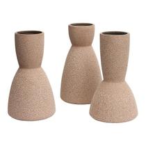 Kit 3 Vasos Decorativos Multiuso Em Cerâmica Design Rústico