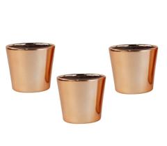 Kit 3 Vasos Decorativos Para Flores - Cobre Rosé Gold 10cm