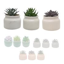 Kit 3 Vasos Em Cerâmica Com Suculentas Artificiais Paramount - Vasinhos Decorativos Kit 3 Vasos Em Cerâmica Com Suculentas Artificiais Paramount - Vasinhos Decorativos