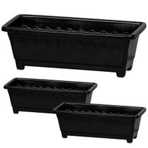 Kit 3 Vasos Floreiras Jardineiras grande 9,5L - Preto