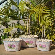 Kit 3 Vasos Floreiras Metal Galvanizado Com Alça 16x29 Kit 3 Vasos Floreiras Metal Galvanizado Com Alça 16x29