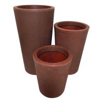 Kit 3 Vasos Grandes De Polietileno Decorativo Para Plantas E Flores