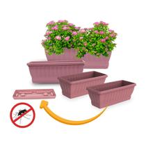 Kit 3 Vasos Jardineira com Prato N35 Rosa Uninjet