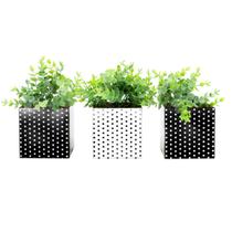 Kit 3 Vasos Planta Artificial Quarto Cozinha - Decoraset
