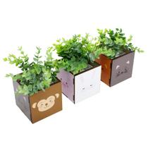 Kit 3 Vasos Plantas Artificial Decorativo Sala - Decoraset