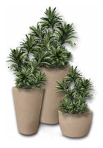 Kit 3 Vasos Polietileno Redondo Decorativo Plantas Casa Jardim Moderno 3 tamanhos Com Prato