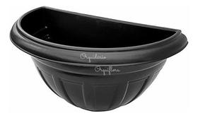 Kit 3 Vasos Pretos De Parede Meia Lua Jardim Vertical