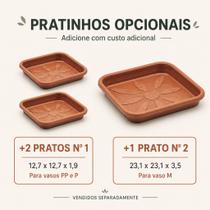 Kit 3 Vasos Quadrado Injetado Decorativos Mesa Centro para Plantas Suculentas Cactos