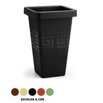 Kit 3 Vasos Quadrados Gregos 13 Litros Coluna De Plástico Jardim Para Plantas Flores