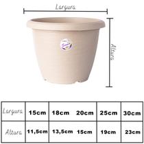 Kit 3 Vasos Siena Redondos com Prato de Encaixe - Polipropileno Premium Vaso de Plástico Resistente para Plantas