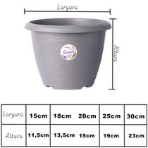 Kit 3 Vasos Siena Redondos com Prato de Encaixe - Polipropileno Premium Vaso de Plástico Resistente para Plantas