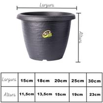 Kit 3 Vasos Siena Redondos com Prato de Encaixe - Polipropileno Premium Vaso de Plástico Resistente para Plantas