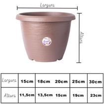 Kit 3 Vasos Siena Redondos com Prato de Encaixe - Polipropileno Premium Vaso de Plástico Resistente para Plantas