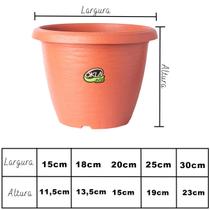 Kit 3 Vasos Siena Redondos com Prato de Encaixe - Polipropileno Premium Vaso de Plástico Resistente para Plantas