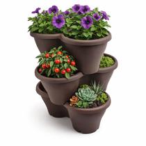 Kit 3 Vasos Verticais Empilhável para plantas Horta Flores Kit 3 Vasos Verticais Empilhável para plantas Horta Flores