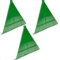 Kit 3 Vassouras Rastelo de Plástico Jardim Grama Sem Cabo