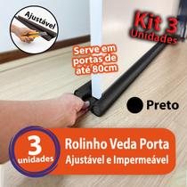 Kit 3 Veda Porta Rolinho Ajustável Protetor Impermeável Vedação Porta Duplo Não Entra Bicho Vento Pó